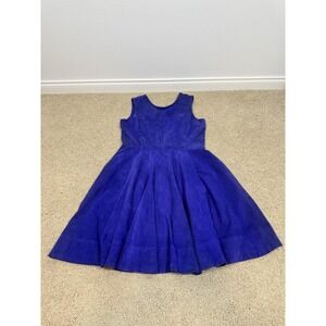 Shoshanna Dress Womens 12 Blue Suede Fit & Flare Sleeveless Lined Knee Length